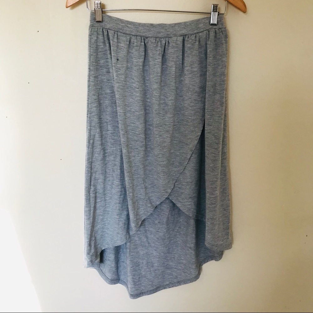 🌟 ASOS Light Grey Classic Soft Cotton High Low Wrap Skirt